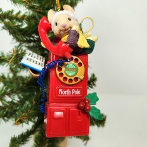 Vintage Hallmark Mouse Calling Santa Christmas Ornament 1980's Collector's Club
